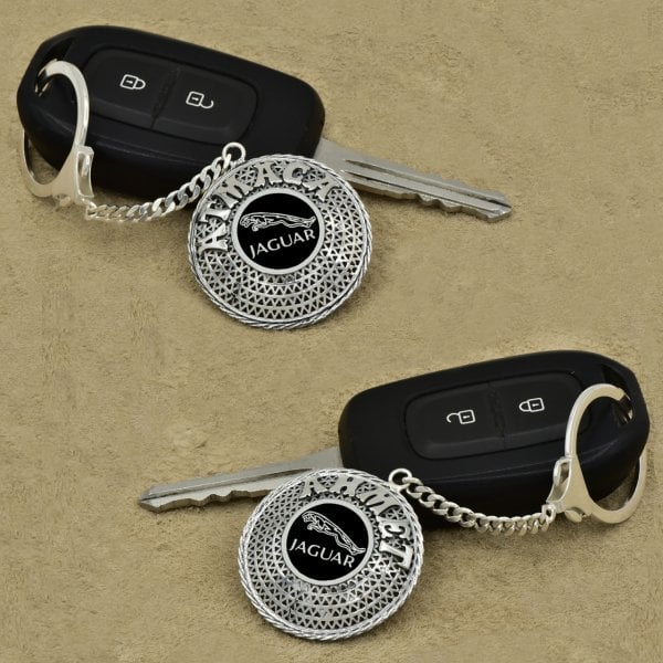 Gümüş Jaguar Armalı Telkari İsimli Anahtarlık