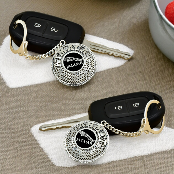 Gümüş Jaguar Armalı Telkari İsimli Anahtarlık