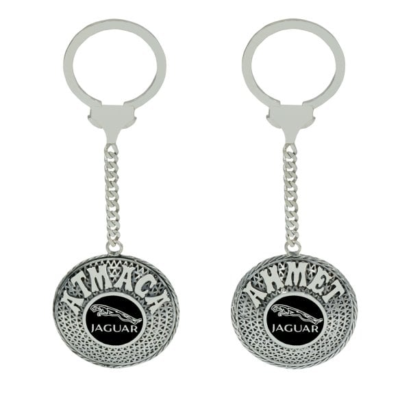 Gümüş Jaguar Armalı Telkari İsimli Anahtarlık