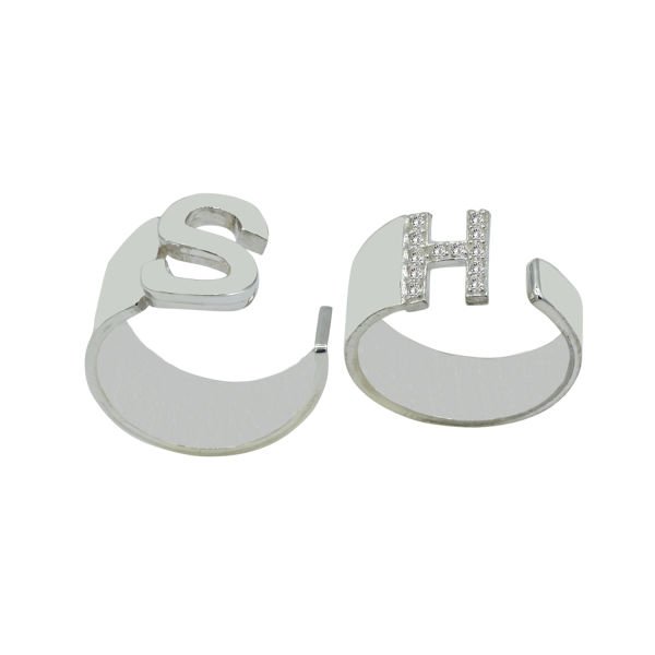 Gümüş Özel Tasarım Harfli Çift Yüzük Alyans