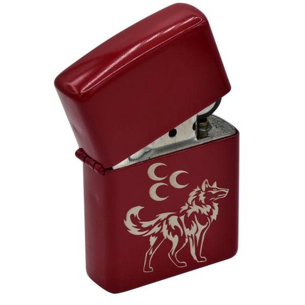 Metal Üç Hilal Bozkurtlu İsimli Çakmak