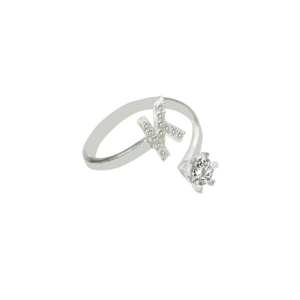 Gümüş Tek Taşlı Harfli Yüzük