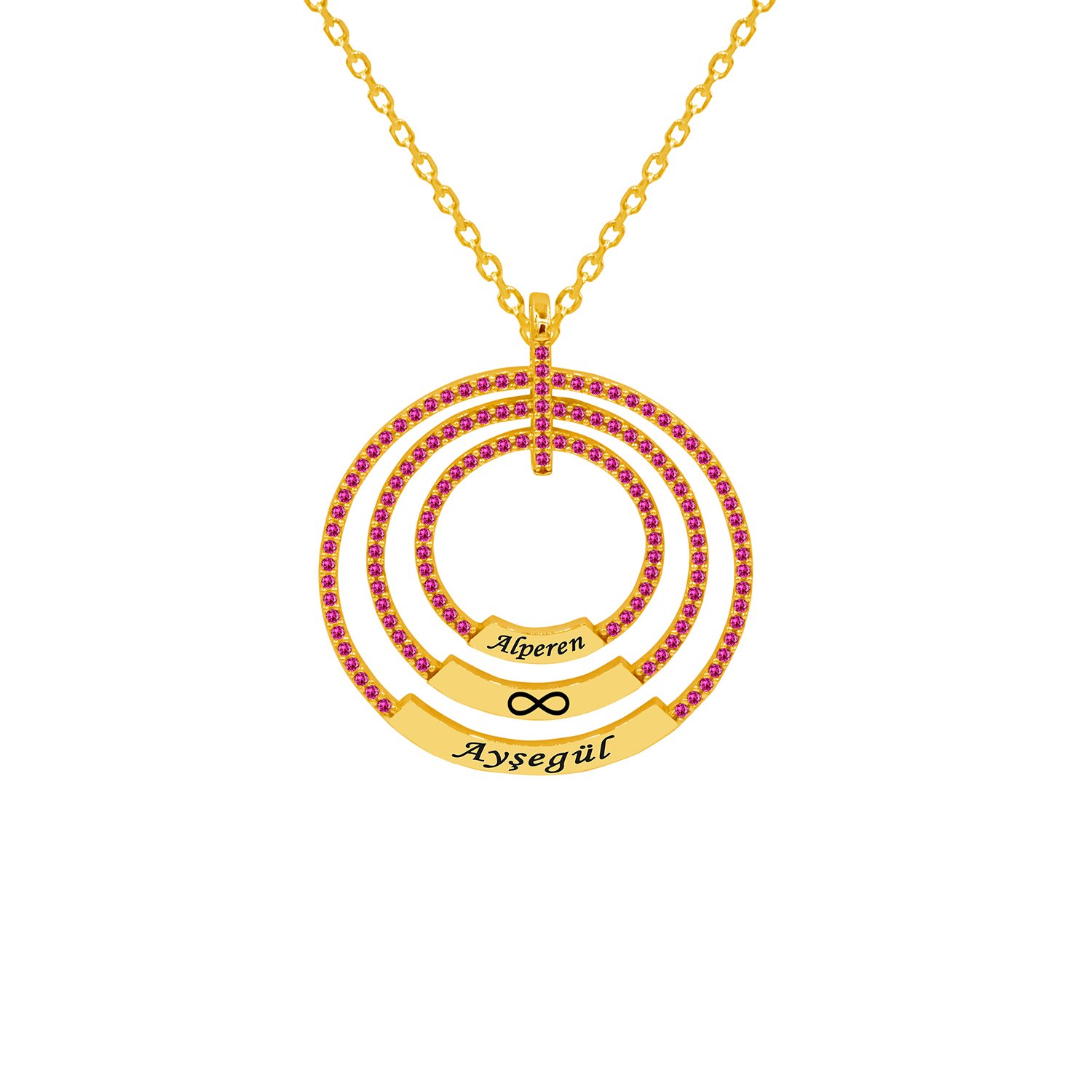 Gümüş Taşlı Halkalı İsimli Kolye