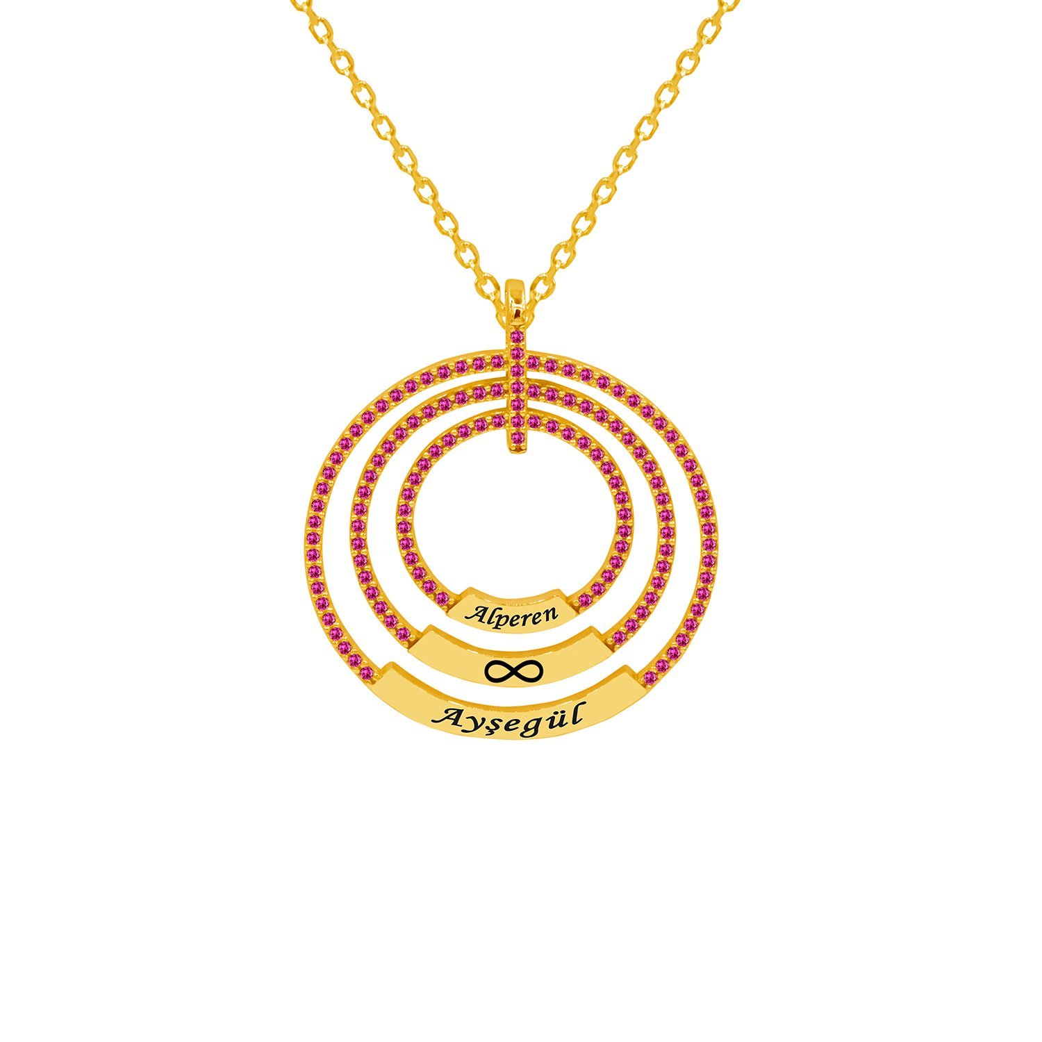 Gümüş Taşlı Halkalı İsimli Kolye