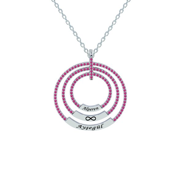 Gümüş Taşlı Halkalı İsimli Kolye