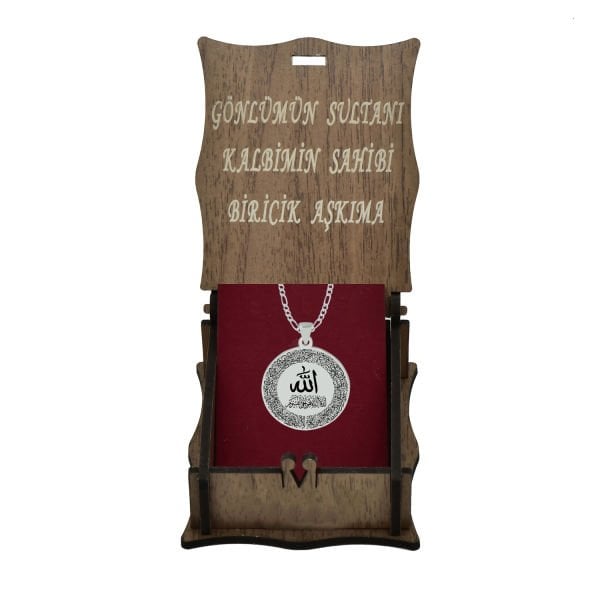 Gümüş Ayetel Kürsi Yazılı Madalyon Kolye