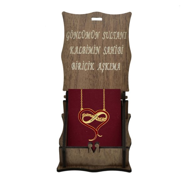 Gümüş Mineli Kalpli Sonsuzluk İsimli Kolye