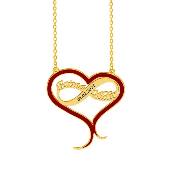 Gümüş Mineli Kalpli Sonsuzluk İsimli Kolye