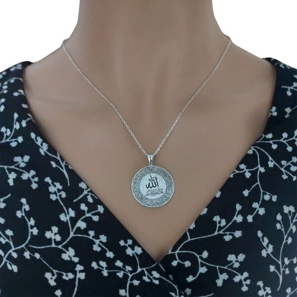 Gümüş Ayetel Kürsü Yazılı Bayan Kolye