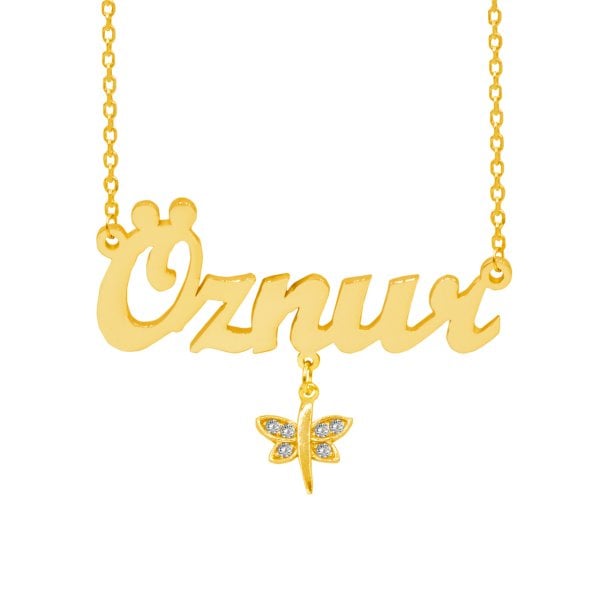 Gümüş Beyaz Taş Sallantı Yusufçuk İsimli Kolye