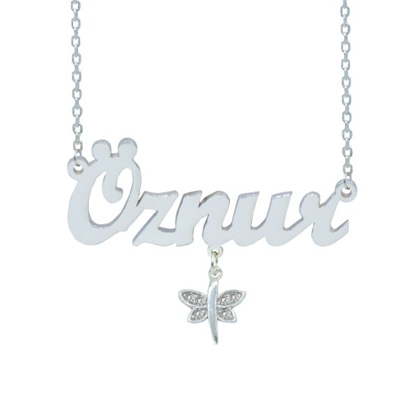 Gümüş Beyaz Taş Sallantı Yusufçuk İsimli Kolye