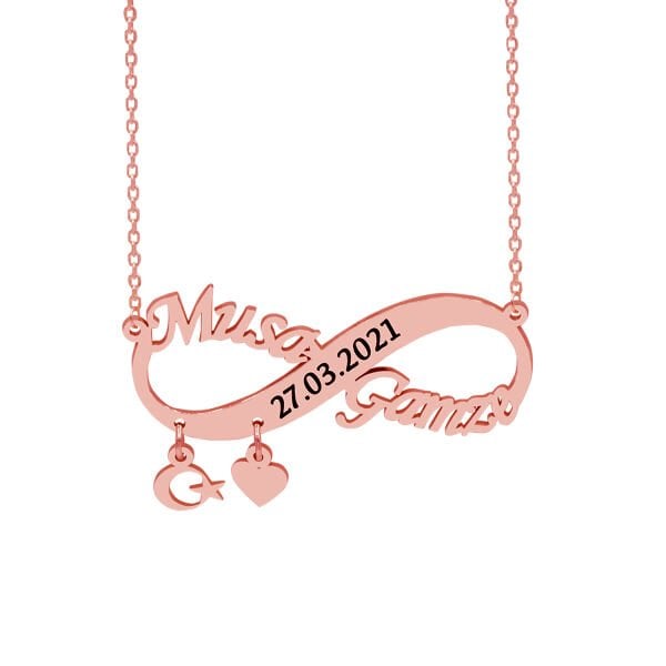 Gümüş Ayyıldız Kalpli Sonsuzluk İsimli Kolye