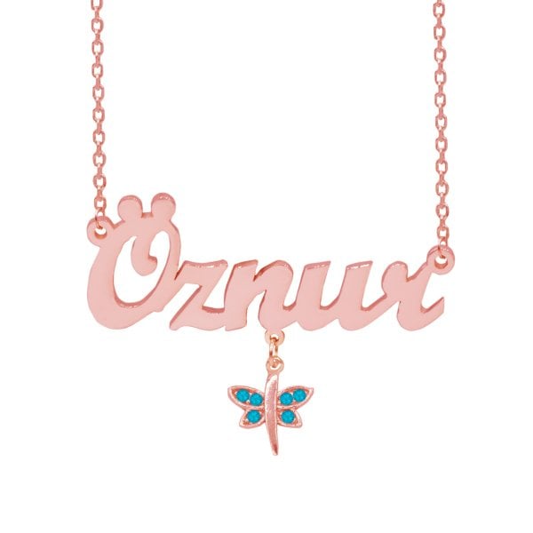 Gümüş Turkuaz Taş Sallantı Yusufçuk İsimli Kolye