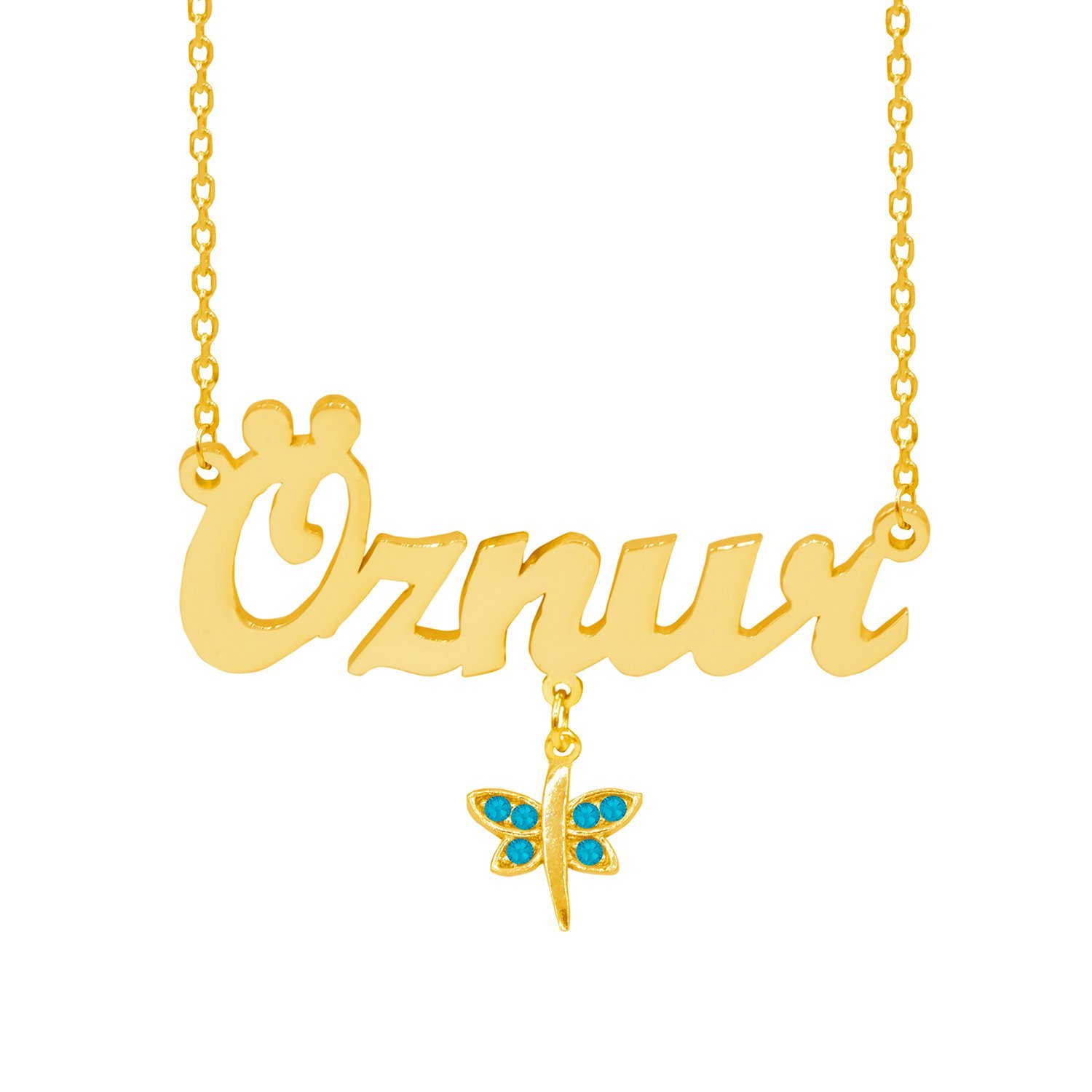 Gümüş Turkuaz Taş Sallantı Yusufçuk İsimli Kolye