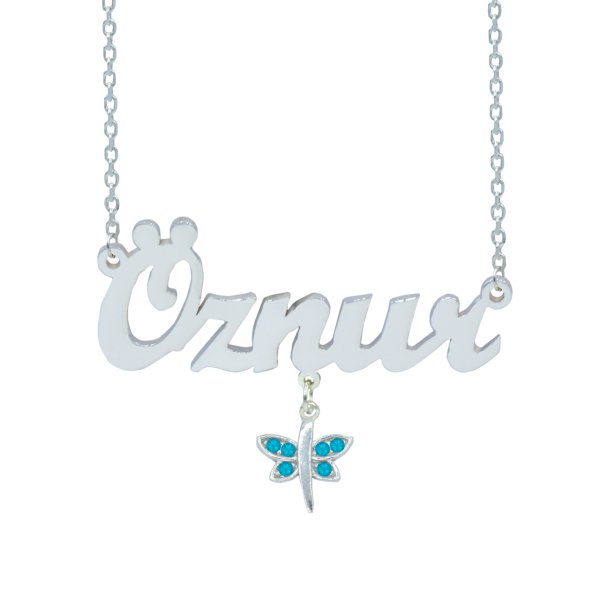 Gümüş Turkuaz Taş Sallantı Yusufçuk İsimli Kolye