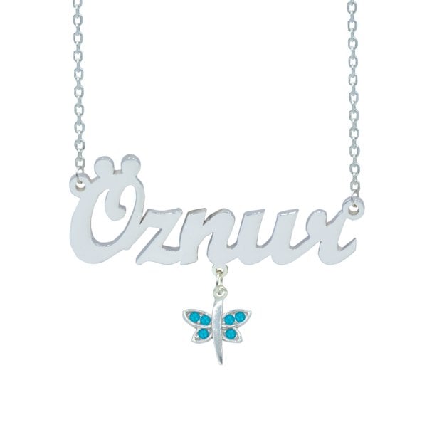 Gümüş Turkuaz Taş Sallantı Yusufçuk İsimli Kolye