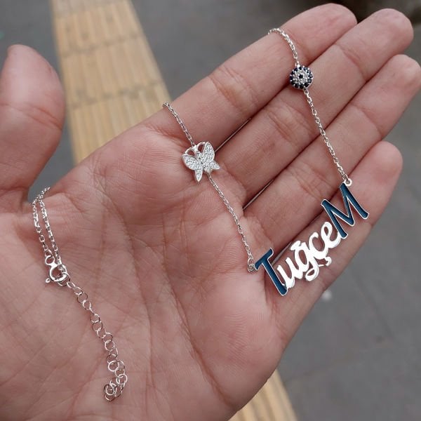 Gümüş Özel Tasarım İsimli Kolye