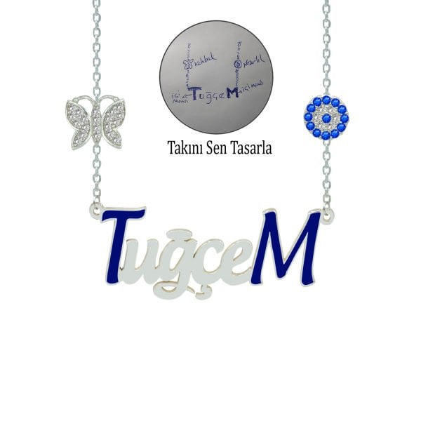 Gümüş Özel Tasarım İsimli Kolye