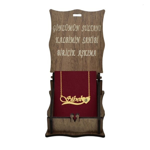 Gümüş Altı Kalp Desenli İsimli Kolye