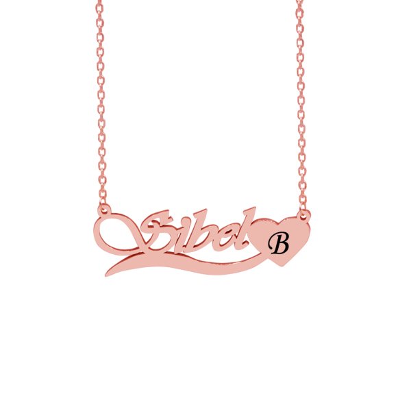 Gümüş Altı Kalp Desenli İsimli Kolye