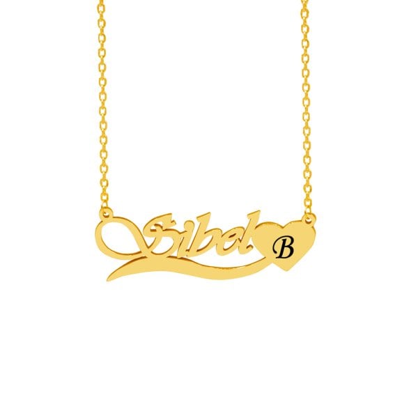 Gümüş Altı Kalp Desenli İsimli Kolye