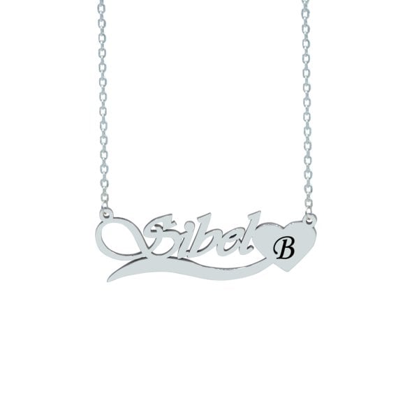 Gümüş Altı Kalp Desenli İsimli Kolye