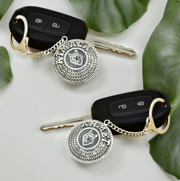 Gümüş Kurt Tasarımlı İsimli Telkari Anahtarlık