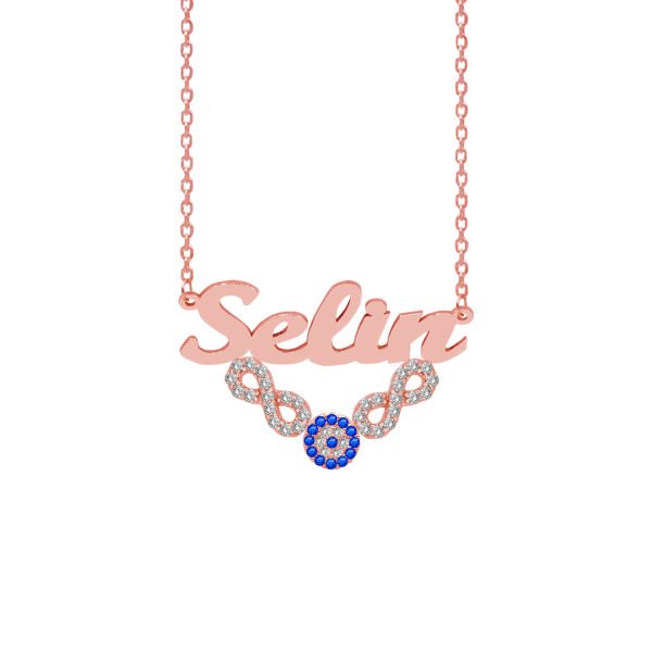 Gümüş Nazarlık Taşlı Sonsuzluk Üstü İsimli Kolye