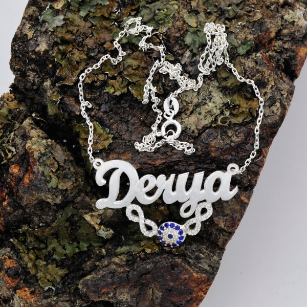 Gümüş Nazarlık Taşlı Sonsuzluk Üstü İsimli Kolye