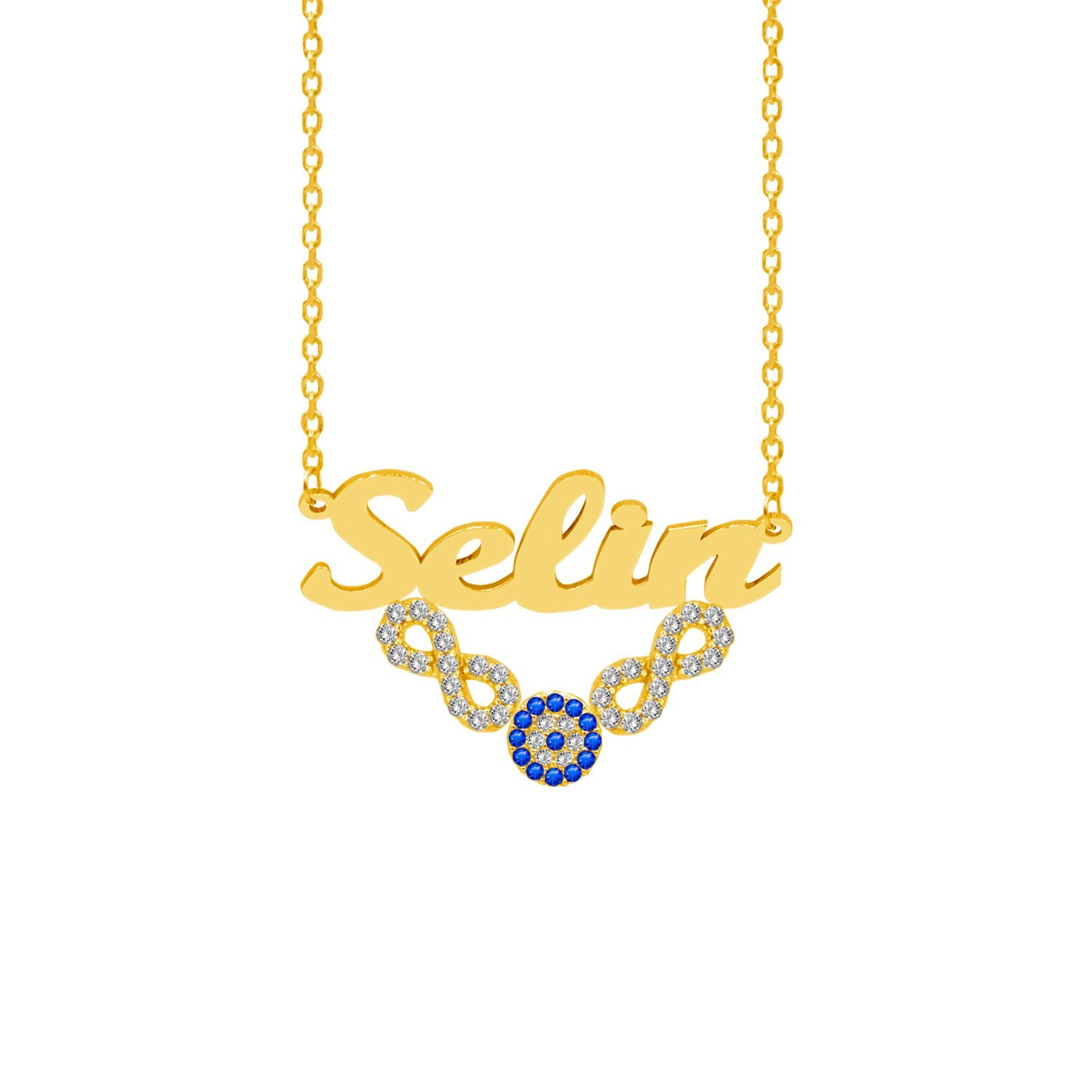 Gümüş Nazarlık Taşlı Sonsuzluk Üstü İsimli Kolye