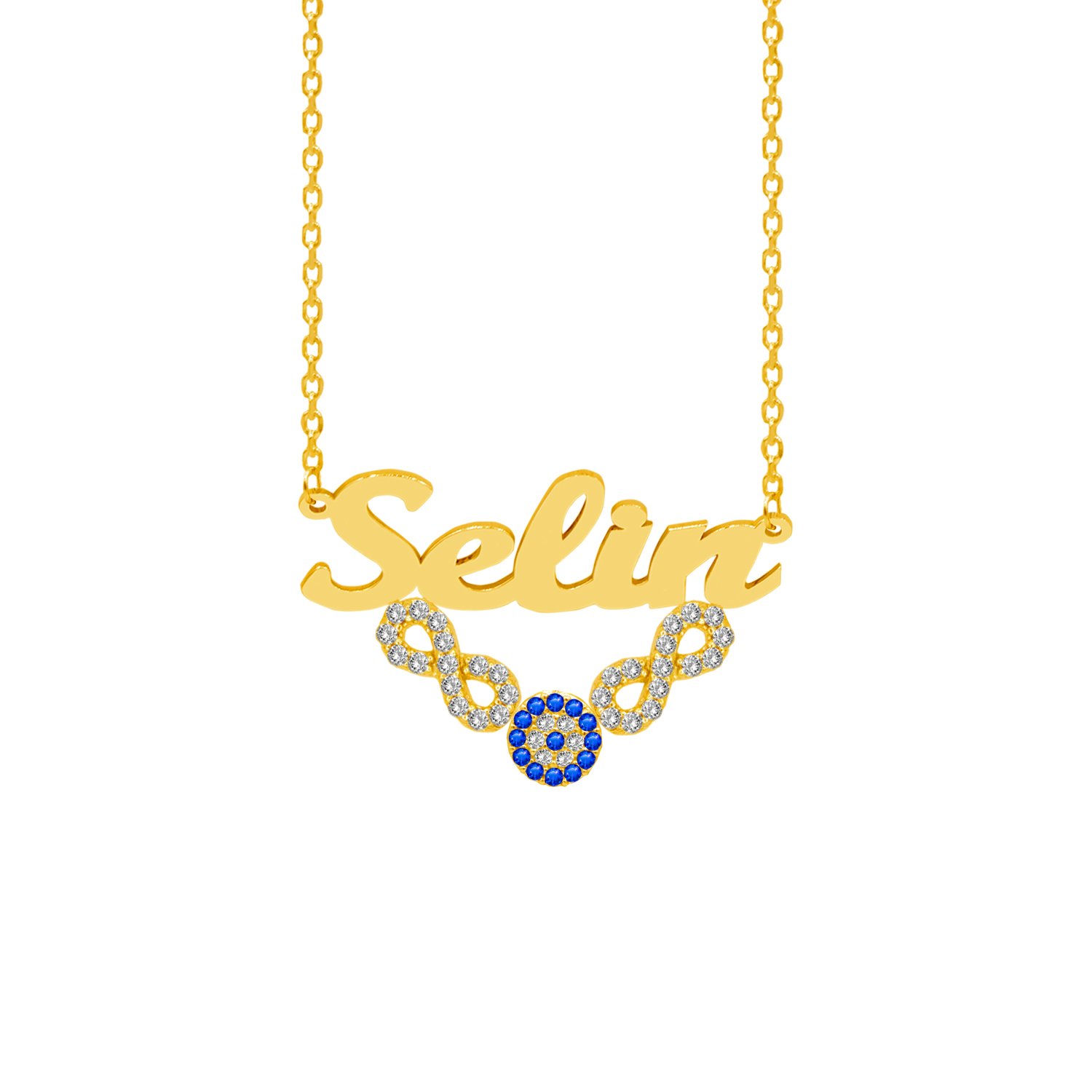 Gümüş Nazarlık Taşlı Sonsuzluk Üstü İsimli Kolye