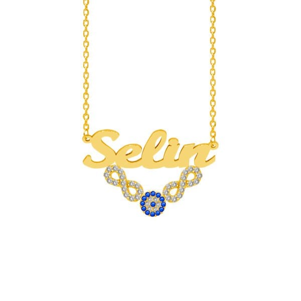Gümüş Nazarlık Taşlı Sonsuzluk Üstü İsimli Kolye