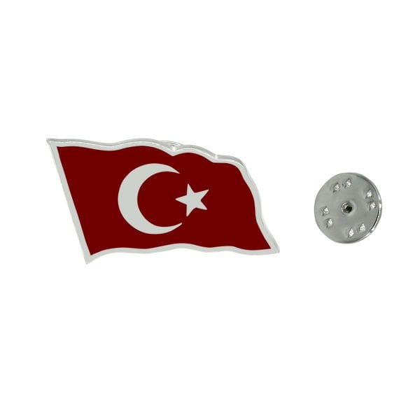 Gümüş Ayyıldız Bayrak Desenli Rozet