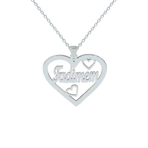 Gümüş Kalpli İsimli Kolye