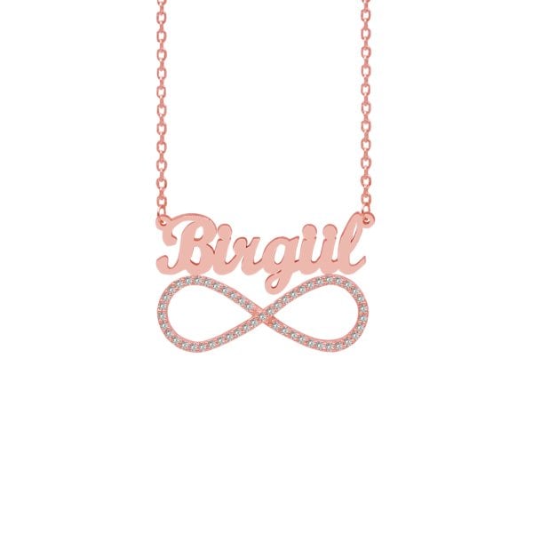 Gümüş Taşlı Sonsuzluk Üstü İsimli Kolye