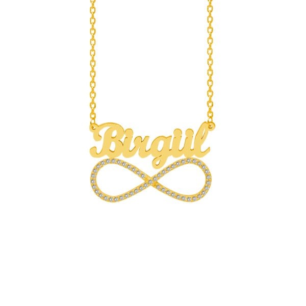 Gümüş Taşlı Sonsuzluk Üstü İsimli Kolye