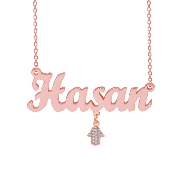 Gümüş Sallantılı El Figürlü İsimli Kolye