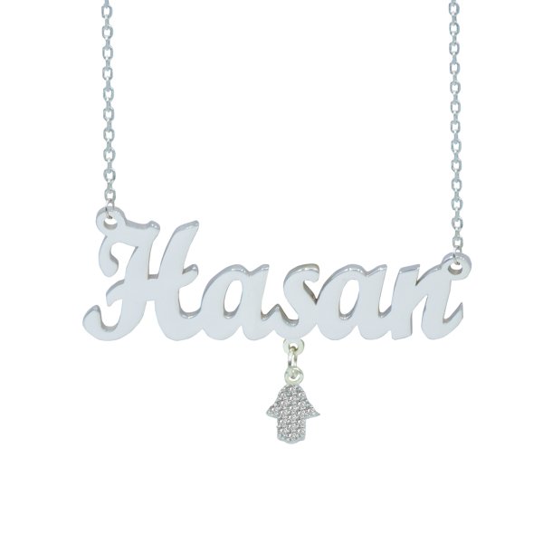 Gümüş Sallantılı El Figürlü İsimli Kolye