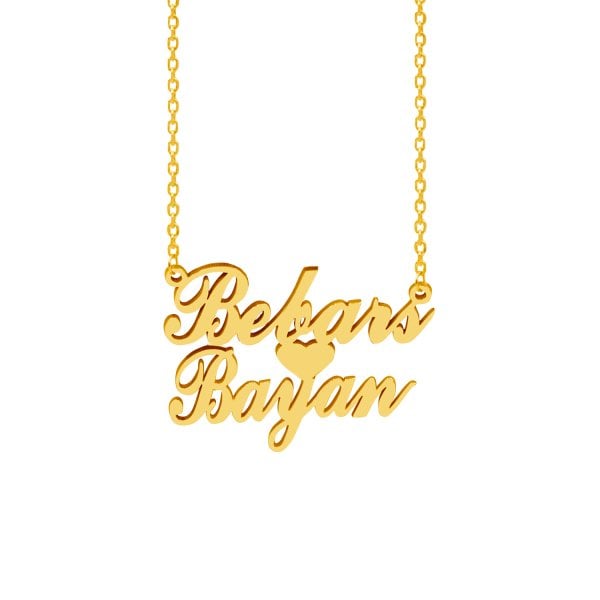 Gümüş Kalpli 2 İsimli Kolye