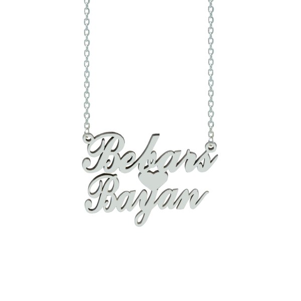 Gümüş Kalpli 2 İsimli Kolye