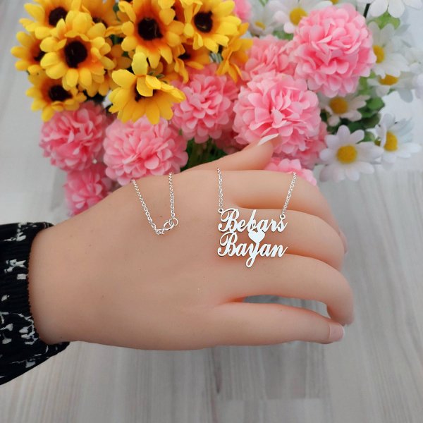 Gümüş Kalpli 2 İsimli Kolye