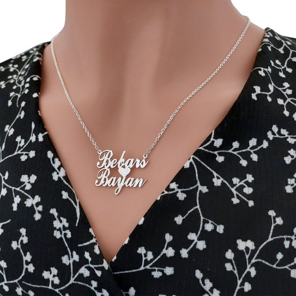 Gümüş Kalpli 2 İsimli Kolye