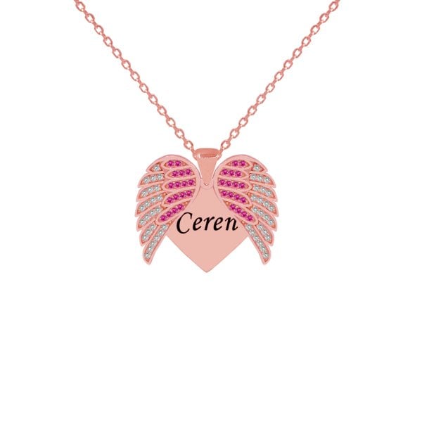 Gümüş Kanatlı Kalpli İsimli Kolye