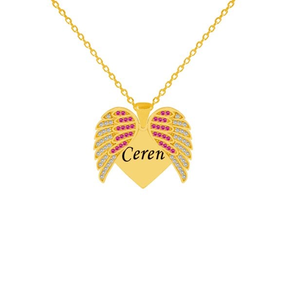 Gümüş Kanatlı Kalpli İsimli Kolye