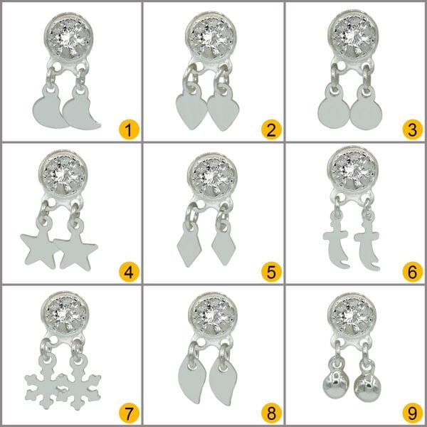 Gümüş Beyaz Taşlı Sallantılı Hızma