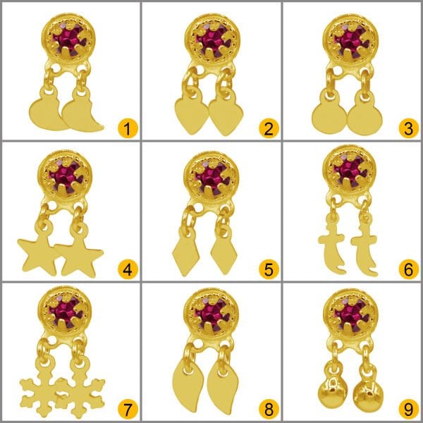 Gümüş Kırmızı Taşlı Sallantılı Hızma