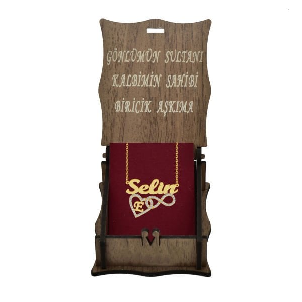 Gümüş Taşlı Kalpli Sonsuzluk Üstü İsimli Kolye