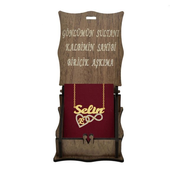 Gümüş Taşlı Kalpli Sonsuzluk Üstü İsimli Kolye