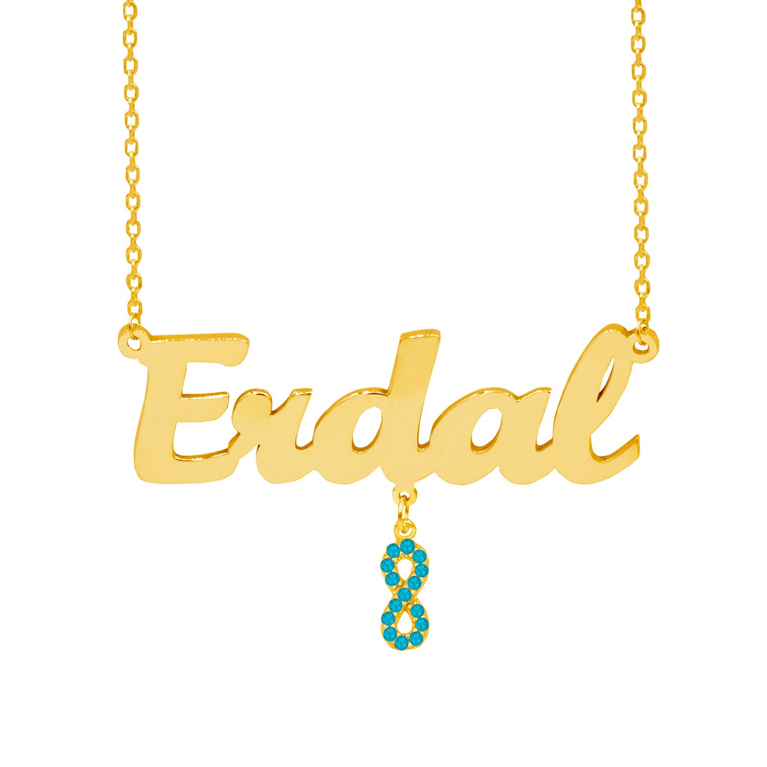 Gümüş Turkuaz Taşlı Sallantı Sonsuzluk İsimli Kolye