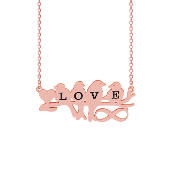 Gümüş Kalpli Love Harfli Kolye